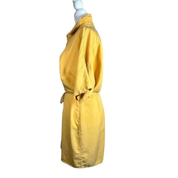 Thakoon Collective Tie Waist Shirtdress in Yellow 6 Womens Mini Collared - Picture 5 of 16